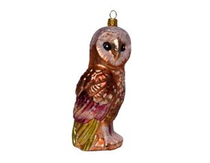 Suspension hibou brun verre soufflé H 15cm
