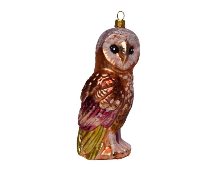 Suspension hibou brun verre soufflé H 15cm