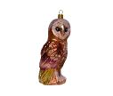 Voir la slide Suspension Noël verre soufflé hibou debout brun cuivré plumage rose prune vert olive yeux noirs capuchon doré H15cm