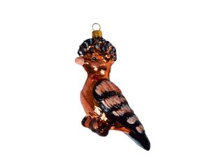 Suspension oiseau crête noire H 12cm