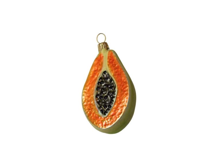 Suspension de Noël papaye H 9 cm verre soufflé