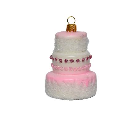 Suspension de Noël gâteau rose H 9cm