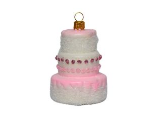 Suspension de Noël gâteau rose H 9cm