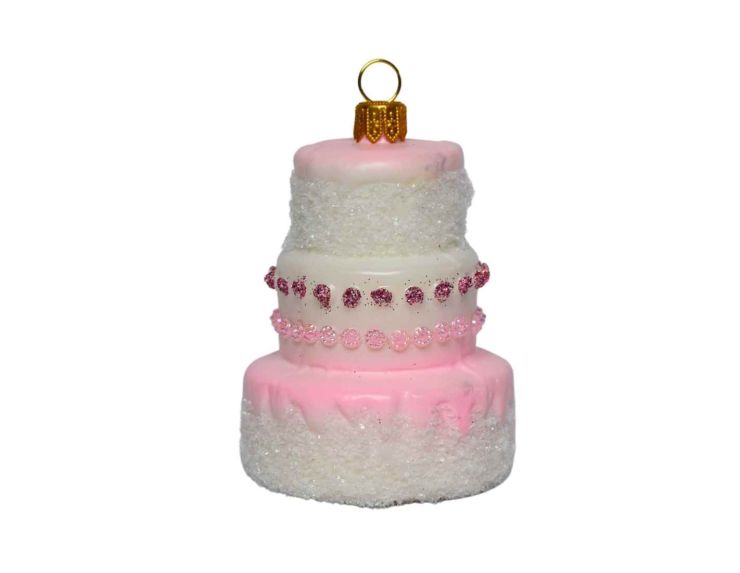 Suspension de Noël gâteau rose H 9cm