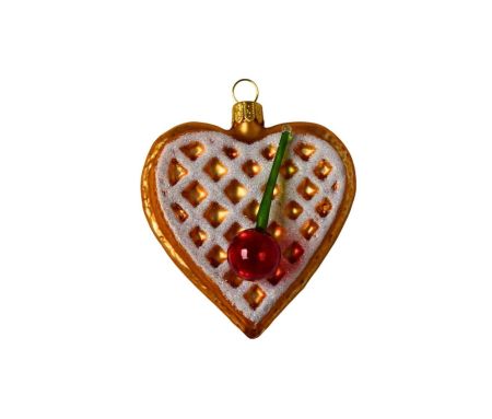 Suspension de Noël gaufre cerise H 9cm