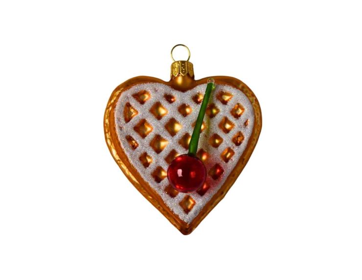 Suspension de Noël gaufre cerise H 9cm