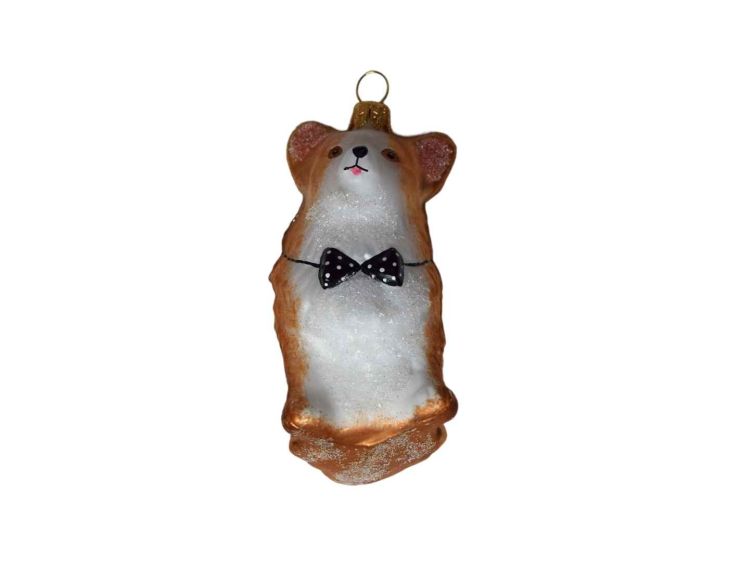 Suspension Corgi noeud noir H 9cm