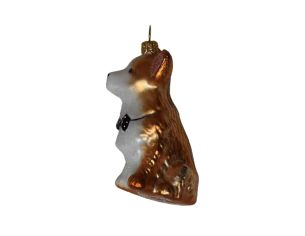 Suspension Corgi noeud noir H 9cm