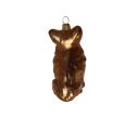 Voir la slide Suspension Noël verre soufflé Corgi debout brun roux poitrine blanche pailletée nœud papillon noir à pois blancs H9cm