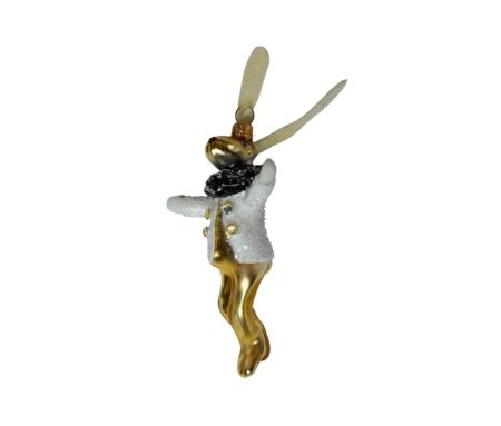 Suspension lapin blanc doré H 14cm