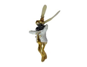 Suspension lapin blanc doré H 14cm