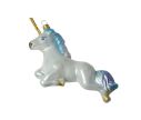 See slide Suspension licorne blanche irisée H 18 cm verre soufflé