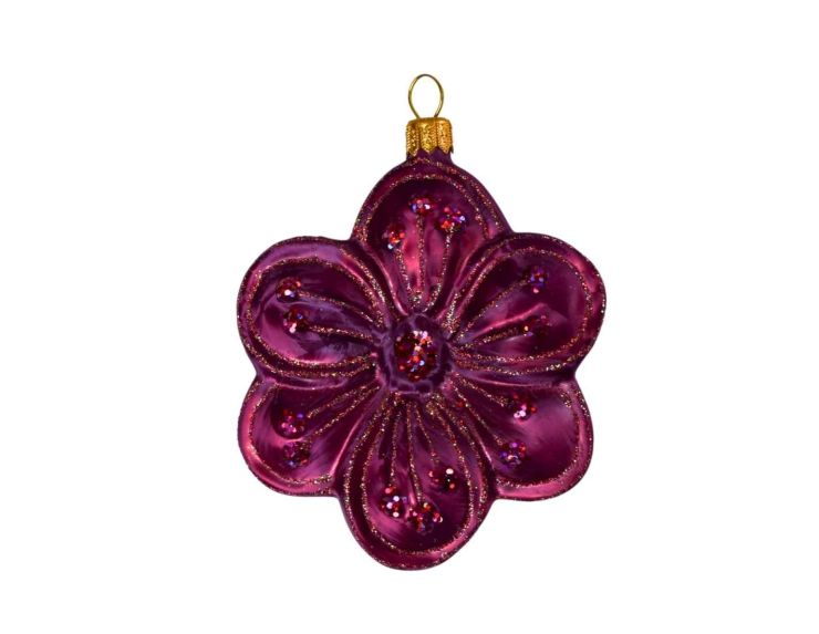 Suspension fleur mauve verre soufflé H 11cm