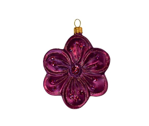 Suspension de Noël fleur mauve dégradé paillettes rouges violettes Ø11cm