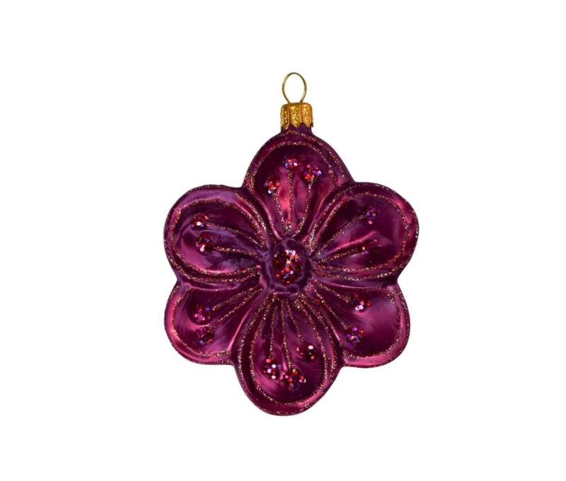 Suspension de Noël fleur mauve dégradé paillettes rouges violettes Ø11cm