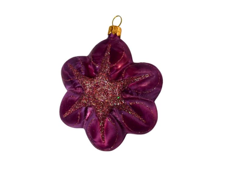 Suspension fleur mauve verre soufflé H 11cm