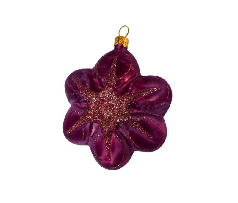Suspension de Noël fleur mauve dégradé paillettes rouges violettes Ø11cm