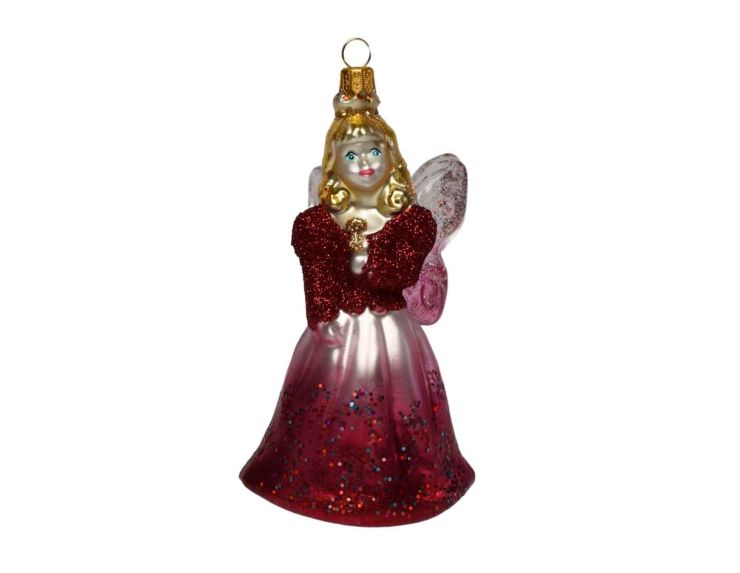 Suspension fée rose  verre soufflé H 15cm