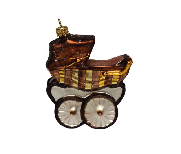 Suspension de Noël landau rétro marron doré roues nacrées peint à la main H11cm