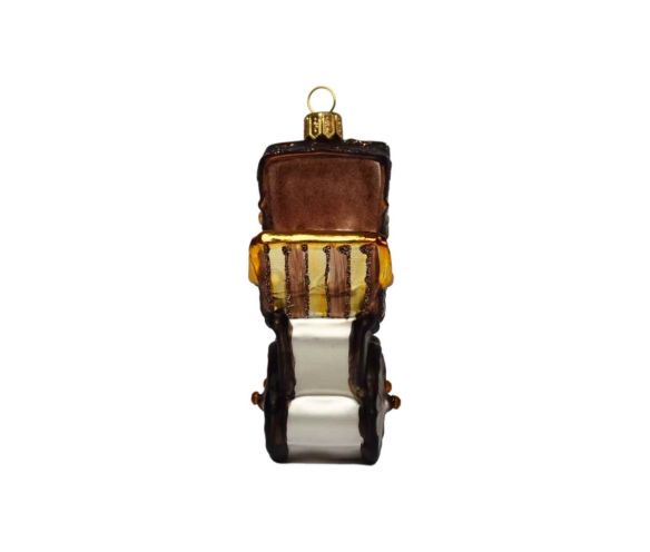 Suspension de Noël landau rétro marron doré roues nacrées peint à la main H11cm
