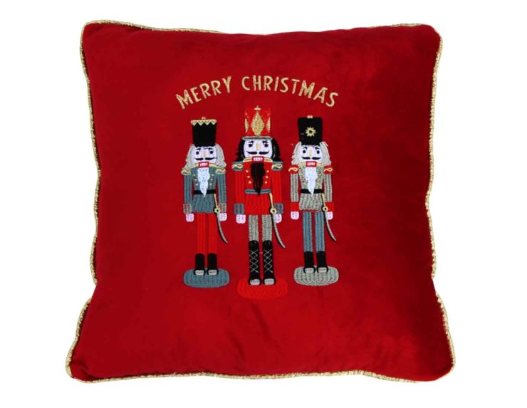 Coussin rouge casse-noisettes 47x47 cm