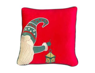 Coussin rouge velours lutin 47x47 cm