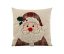 Voir la slide Coussin de Noël beige naturel visage Père Noël appliqué sherpa blanc bonnet tartan rouge houx nez rouge 45x45cm - Lilosquare