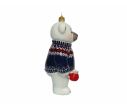 Voir la slide Suspension Noël ours polaire pull jacquard bleu marine motifs nordiques tasse chocolat verre soufflé brillant H18cm vue de côté