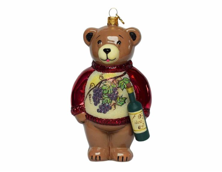 Suspension de Noël ourson vigneron H 18 cm