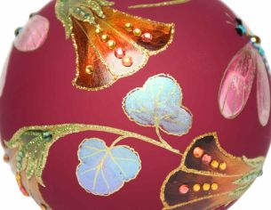 Boule de Noël luxe libellule bordeaux D 12 cm