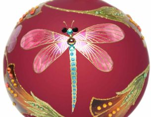 Boule de Noël luxe libellule bordeaux D 12 cm