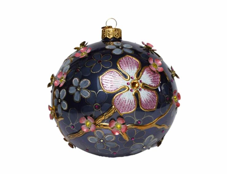 Boule de Noël luxe stormy sky D 12 cm