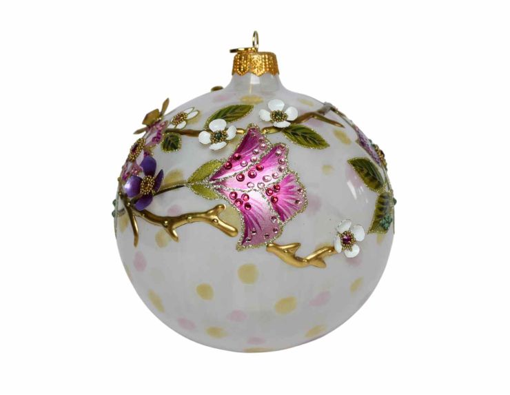 Boule de Noël luxe blossom flower D 12 cm