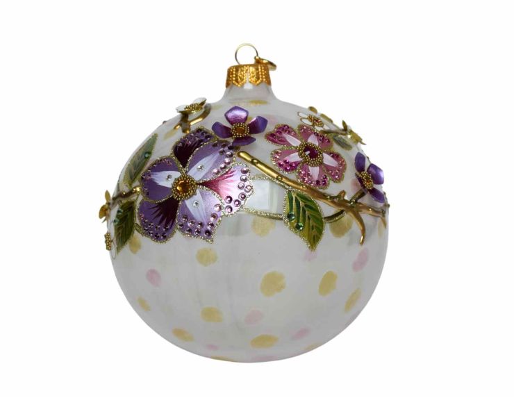 Boule de Noël luxe blossom flower D 12 cm