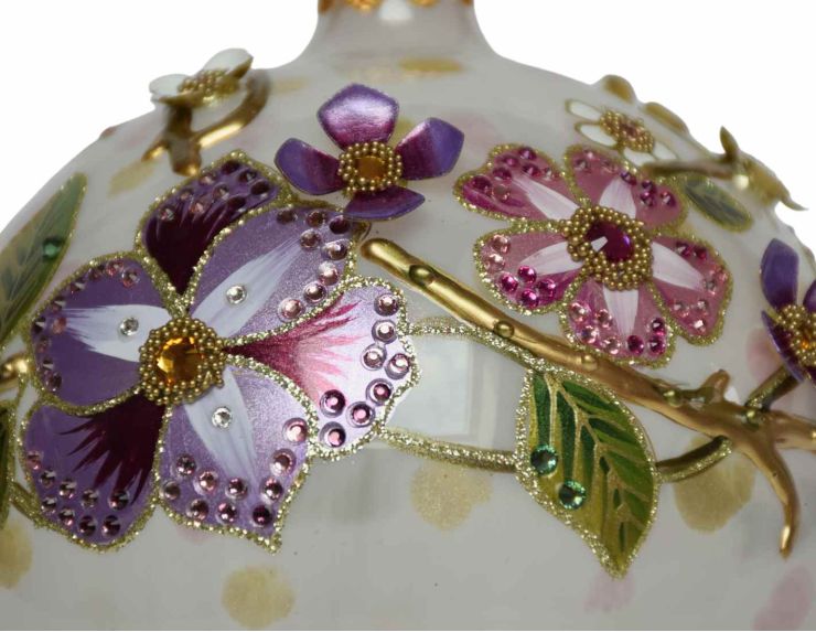 Boule de Noël luxe blossom flower D 12 cm