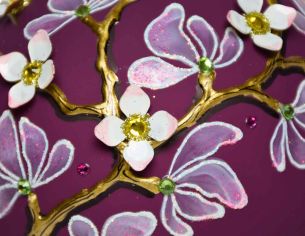 Boule de Noël luxe magnolia D 12 cm