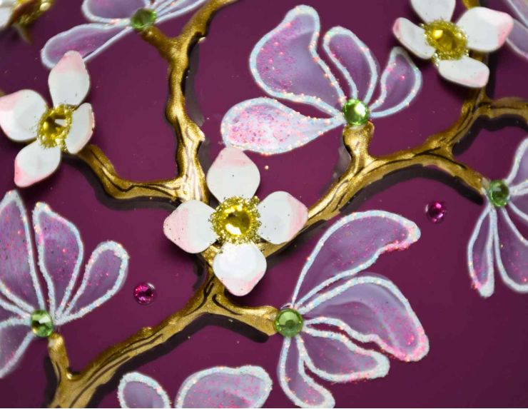 Boule de Noël luxe magnolia D 12 cm