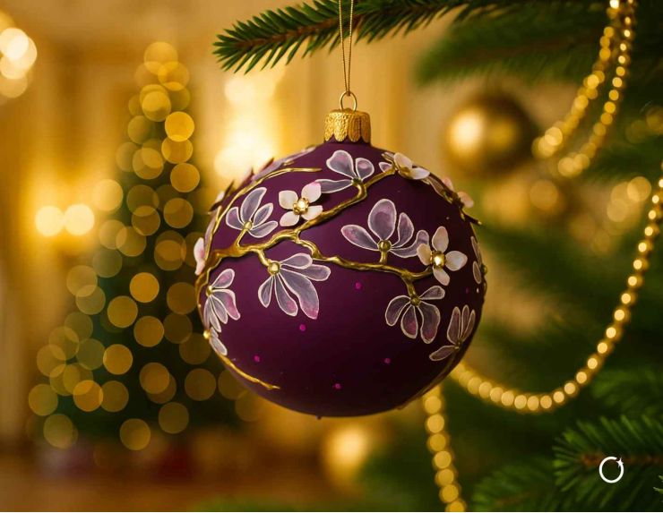 Boule de Noël luxe magnolia D 12 cm