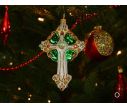 See slide Suspension croix blanche verte H 12 cm verre soufflé