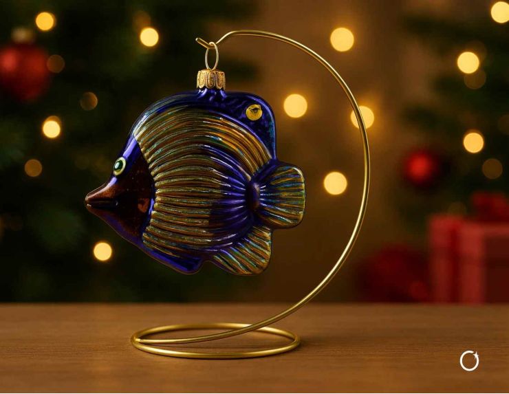 Suspension de Noël poisson mauve H 10cm