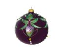 Voir la slide Boule Noël verre soufflé violet mat orchidée vert or cristaux Preciosa perles peinte main Ø12cm - Lilosquare
