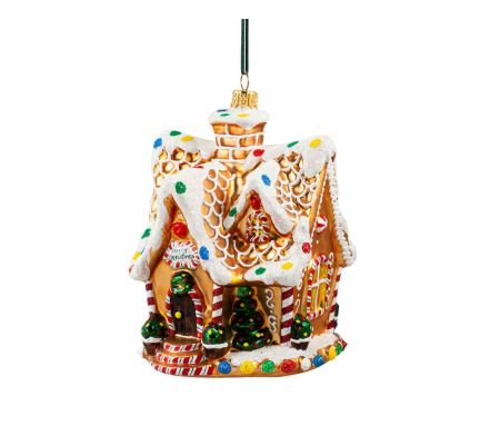 Suspension de Noël en verre soufflé maison pain d'épice verre H 16cm