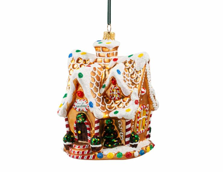 Suspension de Noël en verre soufflé maison pain d'épice verre H 16cm