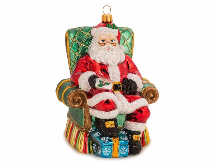 Suspension Père-Noël fauteuil verre soufflé H 18cm