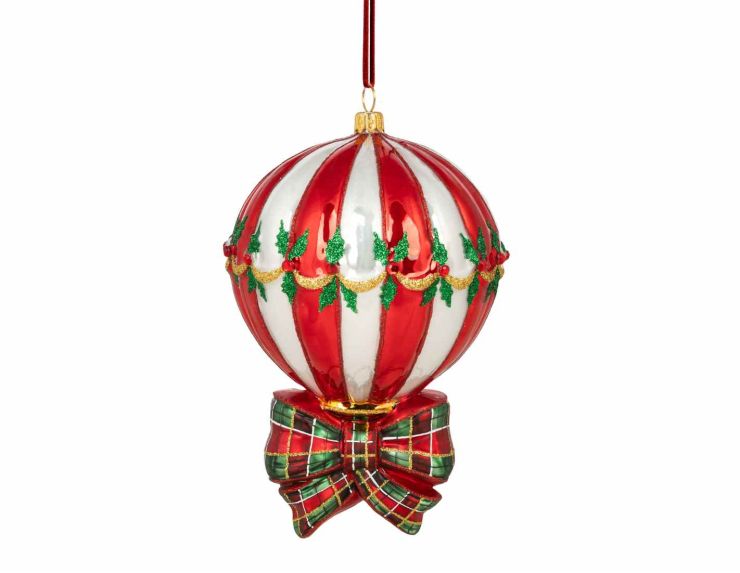Suspension de Noël montgolfière noeud H 15cm