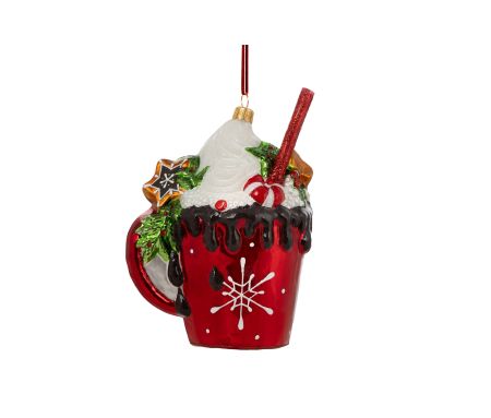 Suspension de Noël mug chocolat chaud H 14 cm