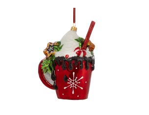 Suspension de Noël mug chocolat chaud H 14 cm