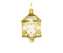 Voir la slide Boule de Noël en verre soufflé horloge ancienne dorée e rose. Hauteur 8cm
