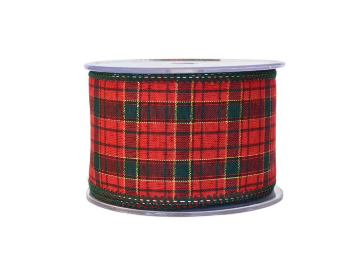 Ruban de Noël tartan vintage H 7cm x 9m