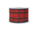 Voir la slide Ruban de Noël tartan écossais rouge vert doré bordures vertes largeur 7cm 9m